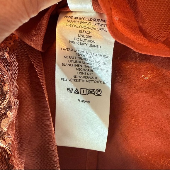 Anthropologie Copper Sequin Embroidered Blouse, Tie Back, Size S - Picture 6 of 10